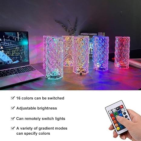 Table Lamps Touch Color Changing Light, Acrylic Rechargeable Modern Style Crystal Bedside Lamp