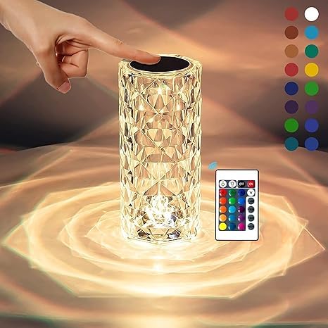 Table Lamps Touch Color Changing Light, Acrylic Rechargeable Modern Style Crystal Bedside Lamp