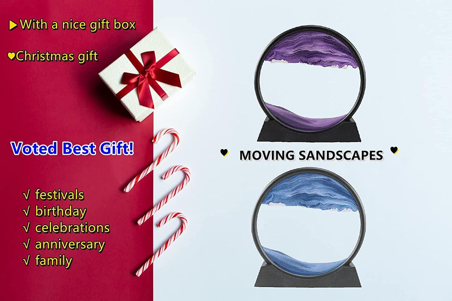 3D Moving Sand Art Picture Glass Liquid Painting 3D Natural Landscape showpieces for Home Decor Antique Gifts for Kids Office Desktop Decoration