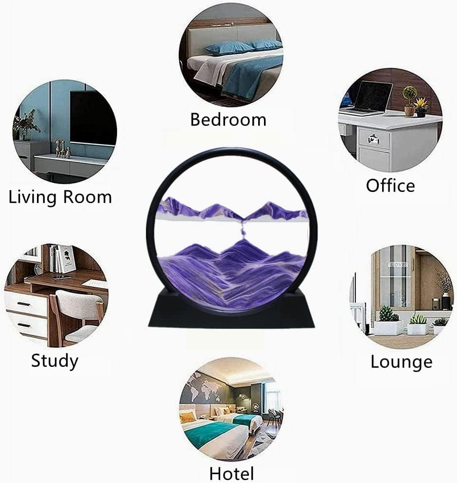 3D Moving Sand Art Picture Glass Liquid Painting 3D Natural Landscape showpieces for Home Decor Antique Gifts for Kids Office Desktop Decoration