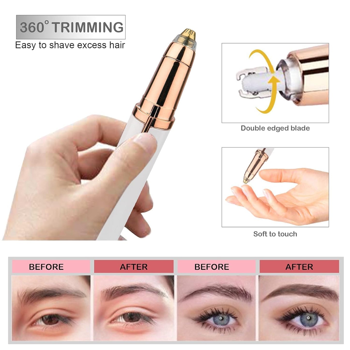 Rechargeable Eyebrow Trimmer For Women, Epilator For Women, Facial Hair Removal Machine For Women,Face, Lips, Nose Hair Remover Women Trimmer