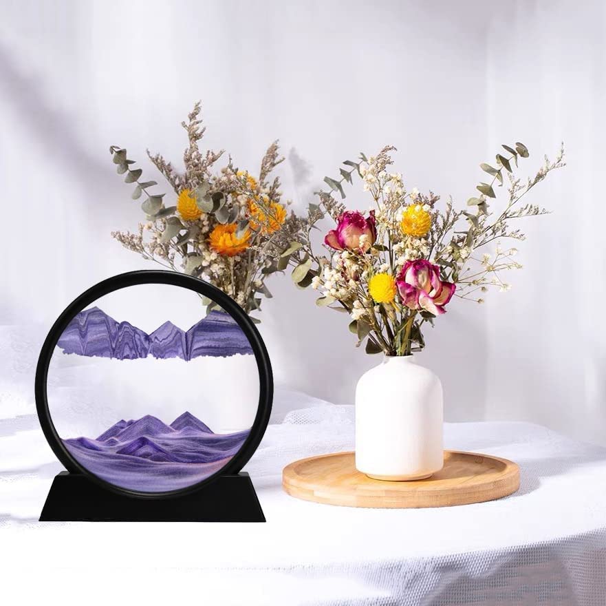 3D Moving Sand Art Picture Glass Liquid Painting 3D Natural Landscape showpieces for Home Decor Antique Gifts for Kids Office Desktop Decoration