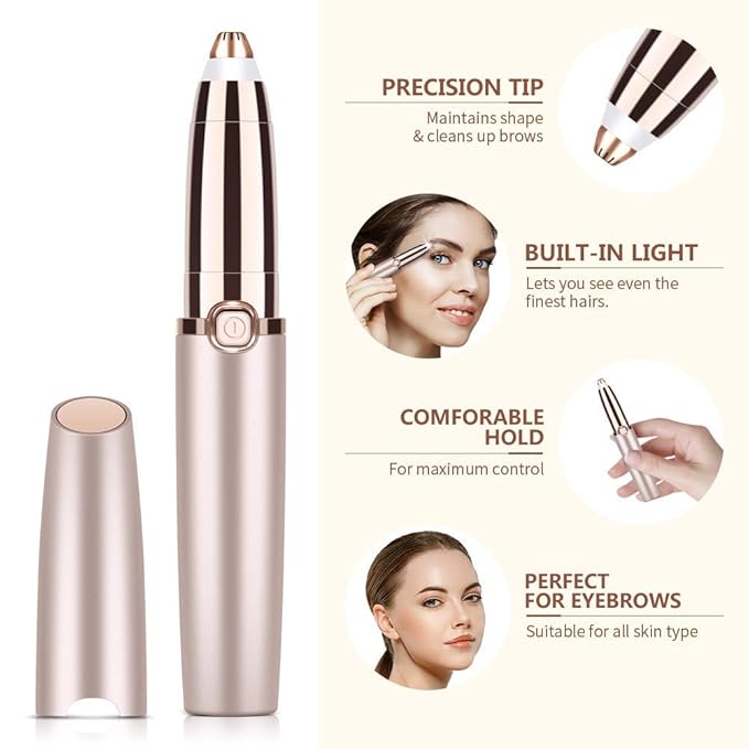 Rechargeable Eyebrow Trimmer For Women, Epilator For Women, Facial Hair Removal Machine For Women,Face, Lips, Nose Hair Remover Women Trimmer