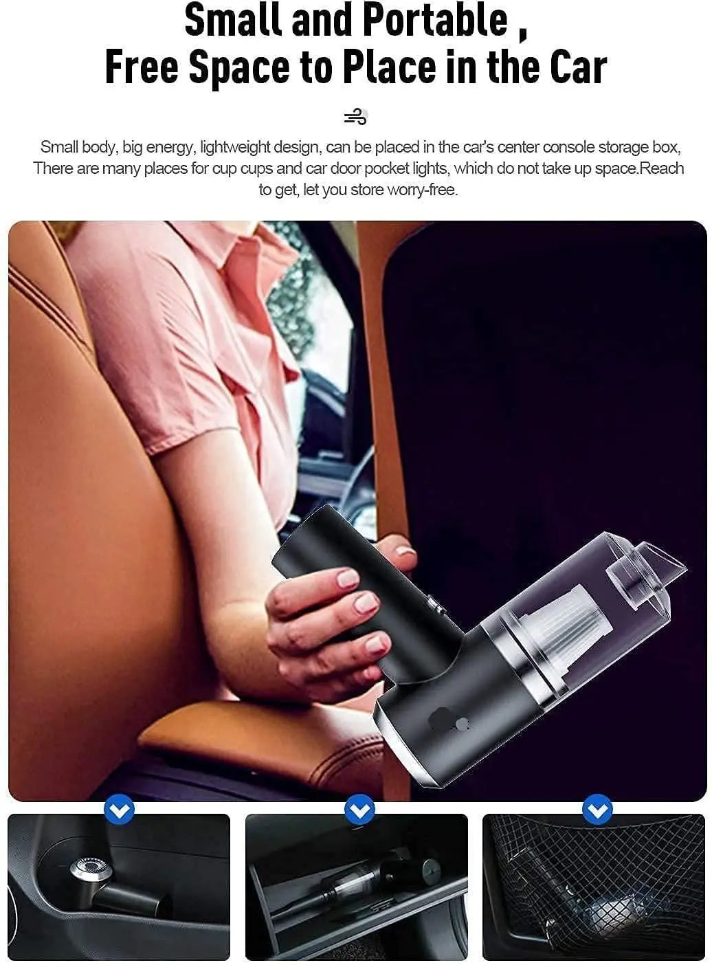 3 IN 1 Portable Car Vacuum Cleaner with Blower | USB Rechargeable Wireless Handheld Car Vacuum Cleaner Traveling, Camping,Rechargeable,Portable,Reusable(Vacuum with Blower)(Multy)