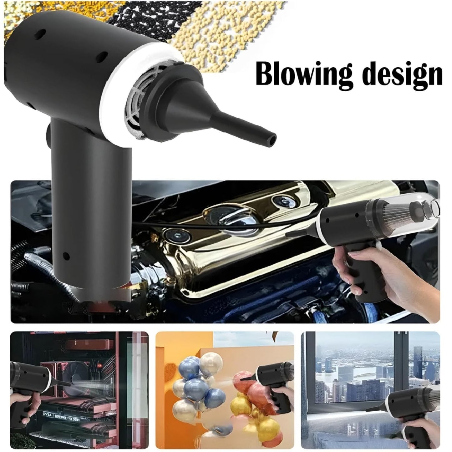 3 IN 1 Portable Car Vacuum Cleaner with Blower | USB Rechargeable Wireless Handheld Car Vacuum Cleaner Traveling, Camping,Rechargeable,Portable,Reusable(Vacuum with Blower)(Multy)