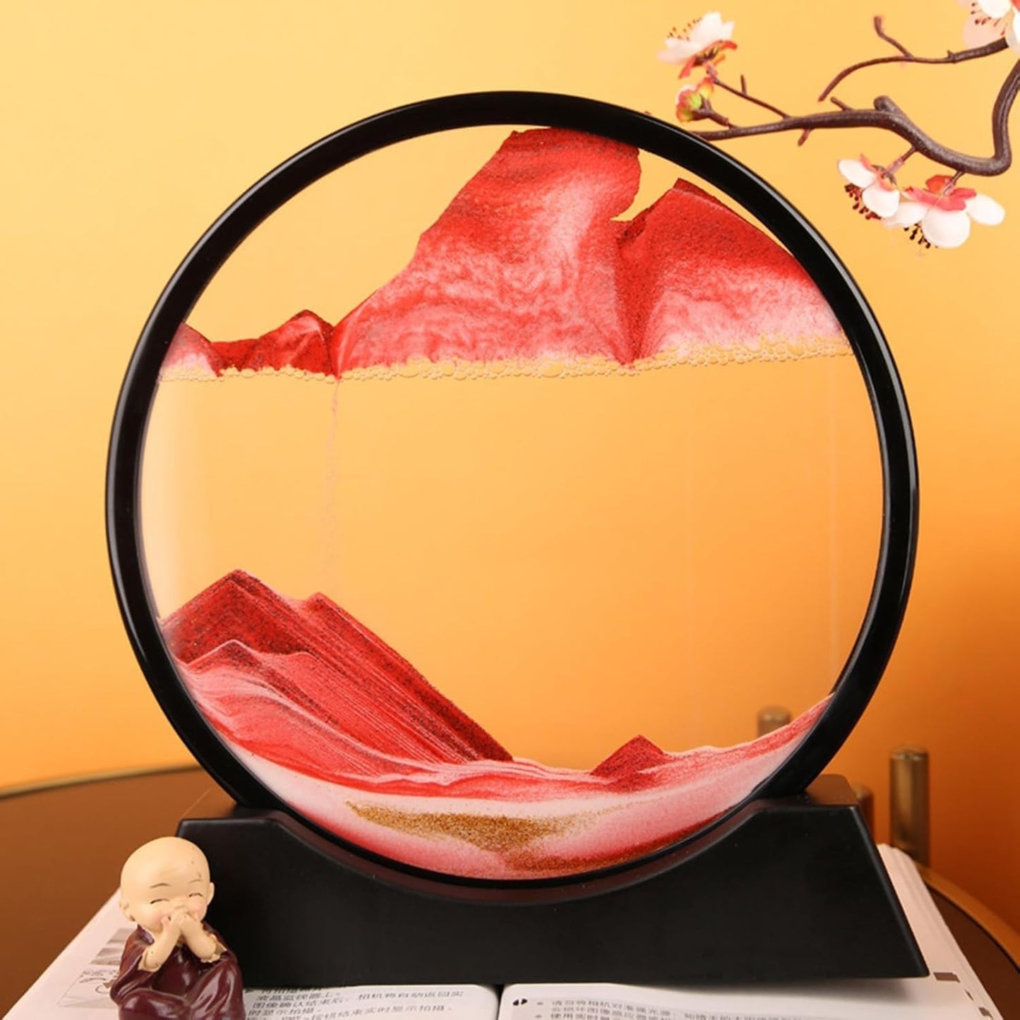 3D Moving Sand Art Picture Glass Liquid Painting 3D Natural Landscape showpieces for Home Decor Antique Gifts for Kids Office Desktop Decoration