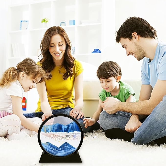 3D Moving Sand Art Picture Glass Liquid Painting 3D Natural Landscape showpieces for Home Decor Antique Gifts for Kids Office Desktop Decoration