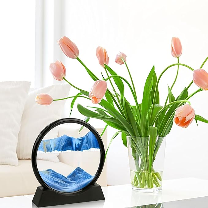 3D Moving Sand Art Picture Glass Liquid Painting 3D Natural Landscape showpieces for Home Decor Antique Gifts for Kids Office Desktop Decoration