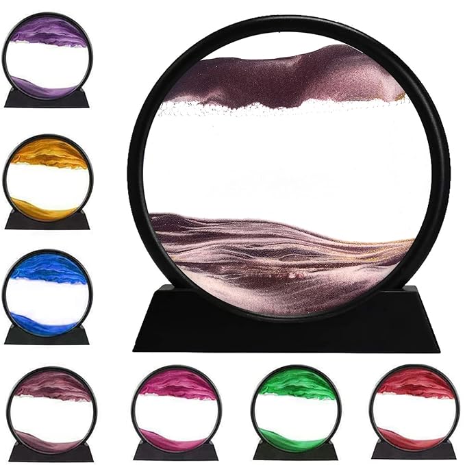 3D Moving Sand Art Picture Glass Liquid Painting 3D Natural Landscape showpieces for Home Decor Antique Gifts for Kids Office Desktop Decoration