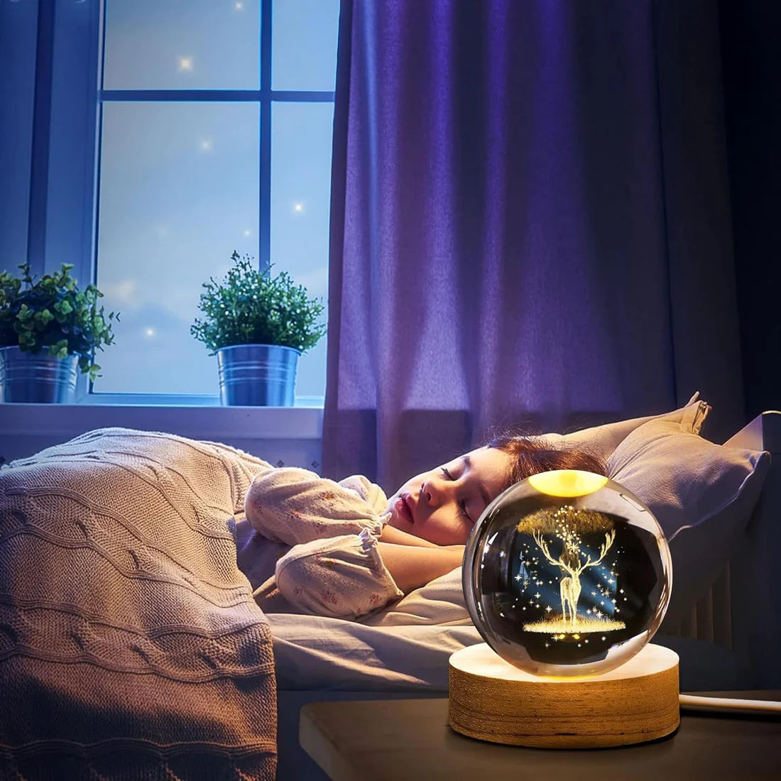 Crystal Glass Ball Night LED Lamp I Home Decoration Night LED Lamp