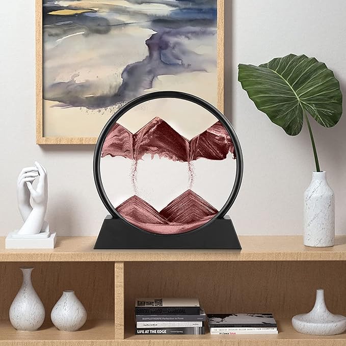 3D Moving Sand Art Picture Glass Liquid Painting 3D Natural Landscape showpieces for Home Decor Antique Gifts for Kids Office Desktop Decoration