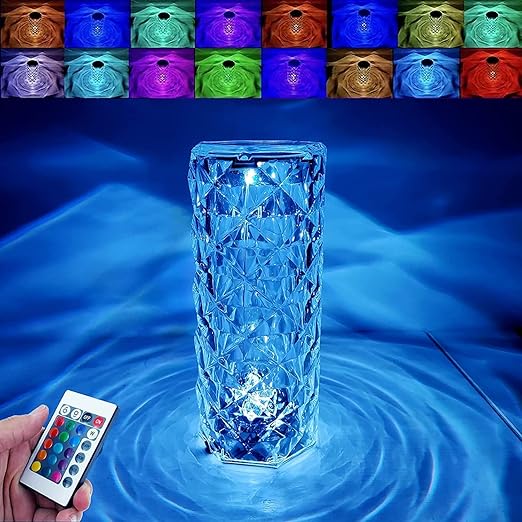 Table Lamps Touch Color Changing Light, Acrylic Rechargeable Modern Style Crystal Bedside Lamp
