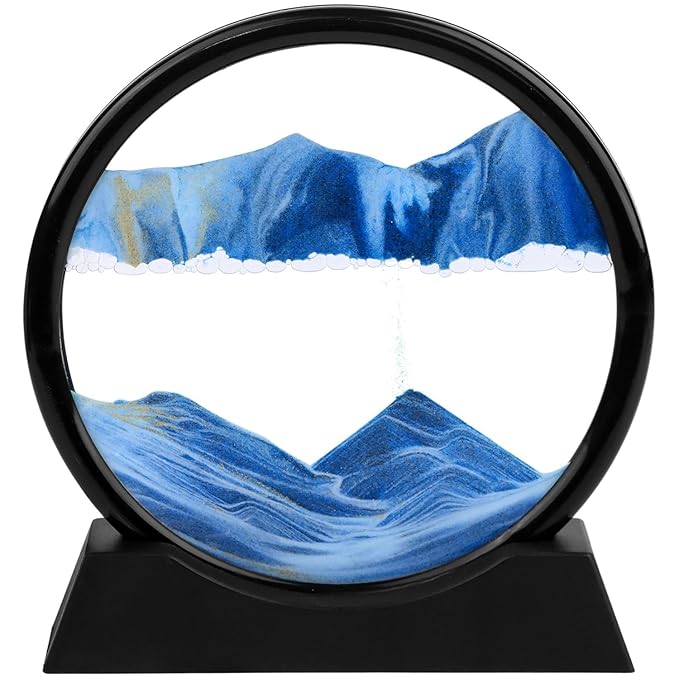 3D Moving Sand Art Picture Glass Liquid Painting 3D Natural Landscape showpieces for Home Decor Antique Gifts for Kids Office Desktop Decoration