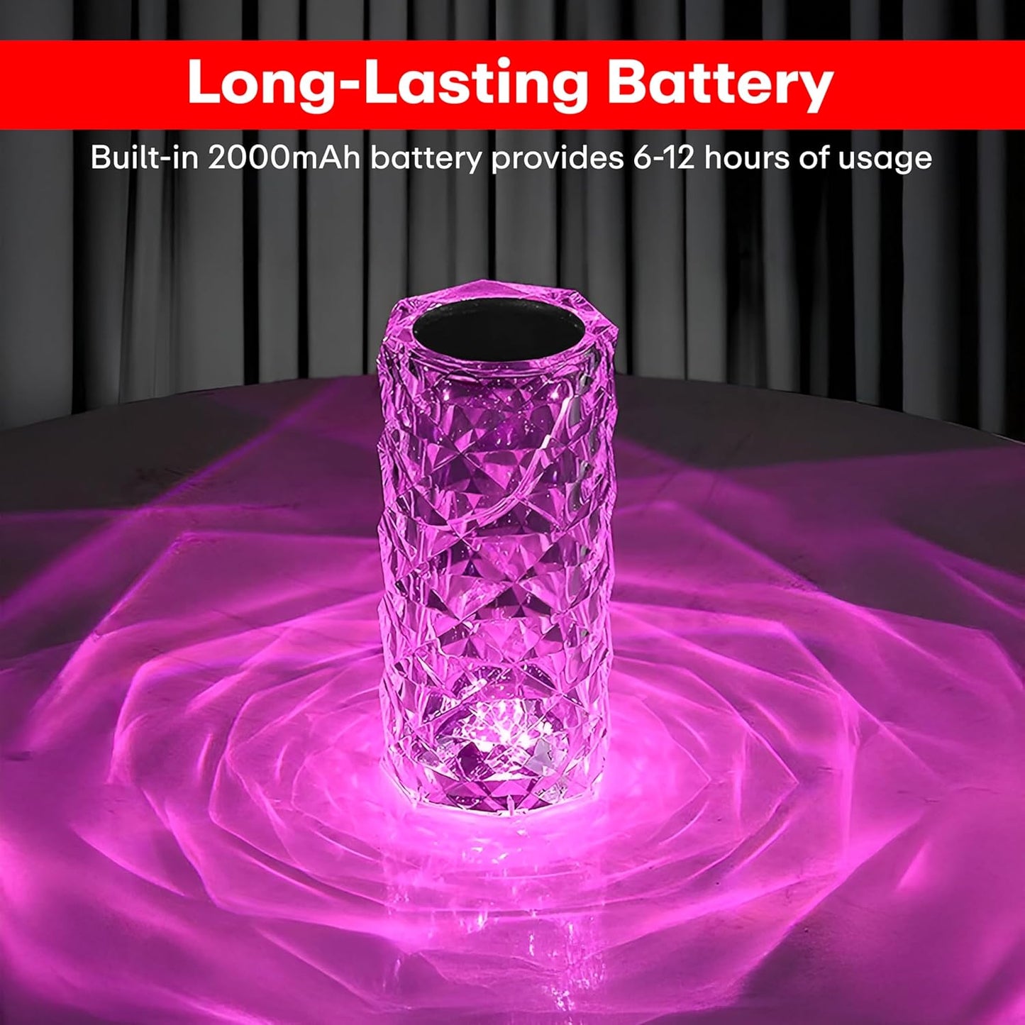 Table Lamps Touch Color Changing Light, Acrylic Rechargeable Modern Style Crystal Bedside Lamp