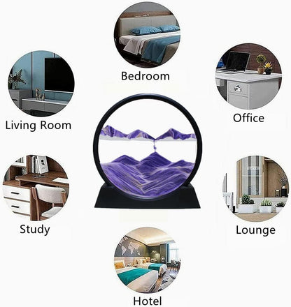 3D Moving Sand Art Picture Glass Liquid Painting 3D Natural Landscape showpieces for Home Decor Antique Gifts for Kids Office Desktop Decoration