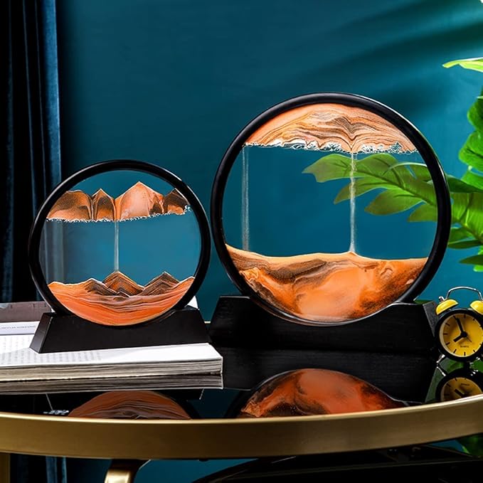 3D Moving Sand Art Picture Glass Liquid Painting 3D Natural Landscape showpieces for Home Decor Antique Gifts for Kids Office Desktop Decoration