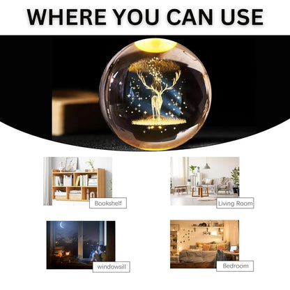 Crystal Glass Ball Night LED Lamp  I Home Decoration Night LED Lamp